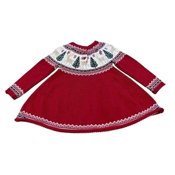Tahari Baby Girl Fair Isle Knit Christmas Tree Dress Sz 24 Month Embroidery‎ - Picture 2 of 16